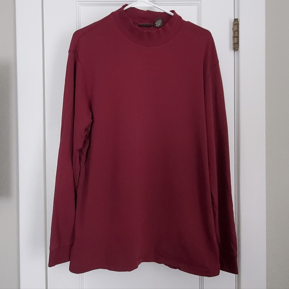 EDDIE BAUER Men's High Neck pullover long sleeve red shirt MEDIUM - Picture 1 of 5